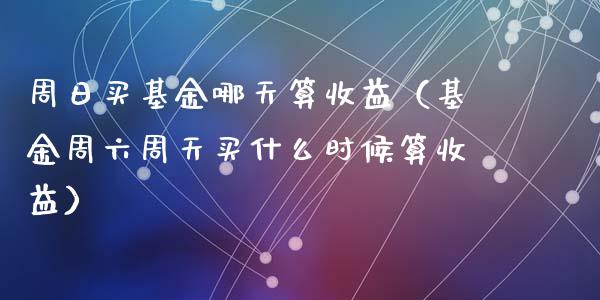 周日买基金哪天算收益（基金周六周天买什么时候算收益）_https://www.qdlswl.com_基金_第1张