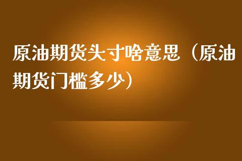 原油期货头寸啥意思（原油期货门槛多少）_https://www.qdlswl.com_股指_第1张