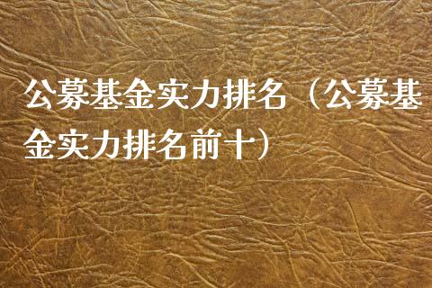 公募基金实力排名（公募基金实力排名前十）_https://www.qdlswl.com_基金_第1张