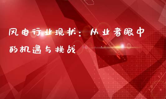 风电行业现状：从业者眼中的机遇与挑战_https://www.qdlswl.com_直播_第1张