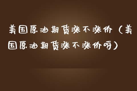 美国原油期货涨不涨价（美国原油期货涨不涨价呀）_https://www.qdlswl.com_期货_第1张