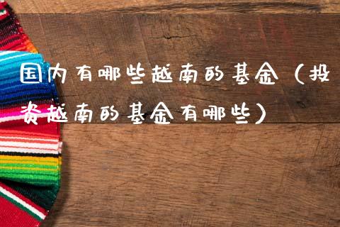 国内有哪些越南的基金（投资越南的基金有哪些）_https://www.qdlswl.com_基金_第1张