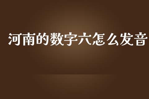 河南的数字六怎么发音_https://www.qdlswl.com_股指_第1张