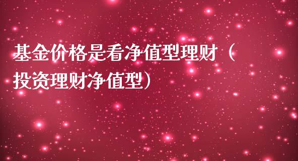 基金价格是看净值型理财（投资理财净值型）_https://www.qdlswl.com_理财_第1张