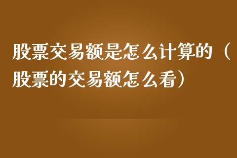 股票交易额是怎么计算的（股票的交易额怎么看）_https://www.qdlswl.com_外盘_第1张