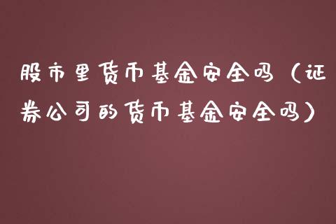 股市里货币基金安全吗（证券公司的货币基金安全吗）_https://www.qdlswl.com_基金_第1张