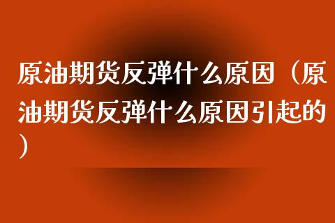 原油期货反弹什么原因（原油期货反弹什么原因引起的）_https://www.qdlswl.com_期货_第1张