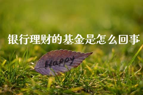 银行理财的基金是怎么回事_https://www.qdlswl.com_理财_第1张