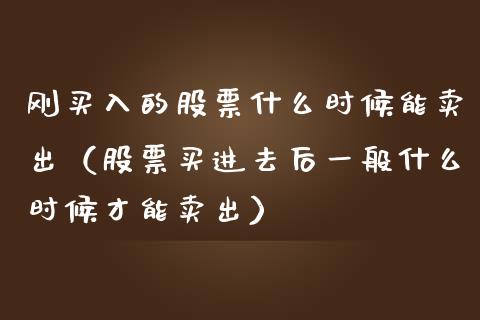 刚买入的股票什么时候能卖出（股票买进去后一般什么时候才能卖出）_https://www.qdlswl.com_股票_第1张