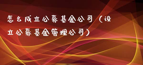 怎么成立公募基金公司（设立公募基金管理公司）_https://www.qdlswl.com_理财_第1张