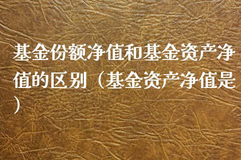 基金份额净值和基金资产净值的区别（基金资产净值是）_https://www.qdlswl.com_理财_第1张