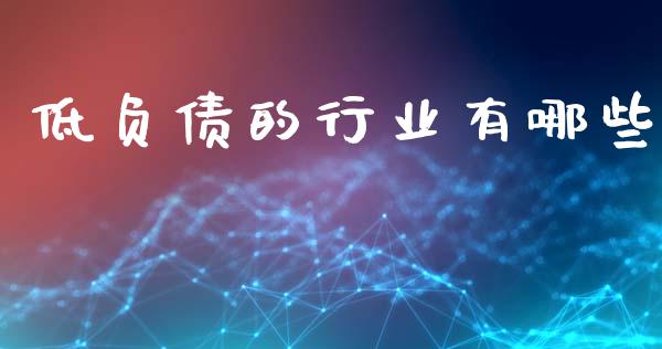 低负债的行业有哪些_https://www.qdlswl.com_内盘_第1张