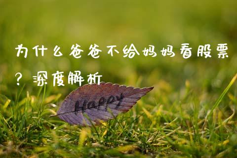 为什么爸爸不给妈妈看股票?深度解析_理财_第1张_青岛财经网 为什么爸爸不给妈妈看股票?深度解析_https://www.qdlswl.com_理财_第1张