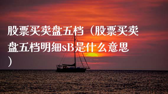 股票买卖盘五档（股票买卖盘五档明细sB是什么意思）_https://www.qdlswl.com_内盘_第1张