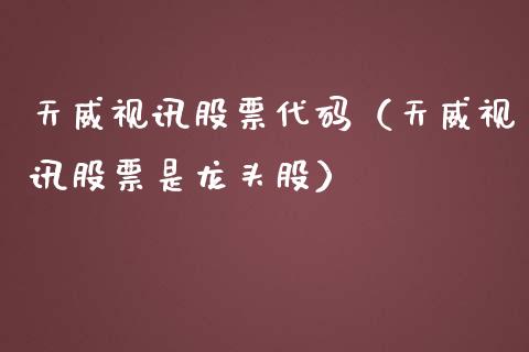 天威视讯股票代码（天威视讯股票是龙头股）_https://www.qdlswl.com_外盘_第1张