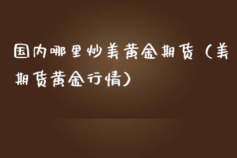 国内哪里炒美黄金期货（美期货黄金行情）_https://www.qdlswl.com_期货_第1张