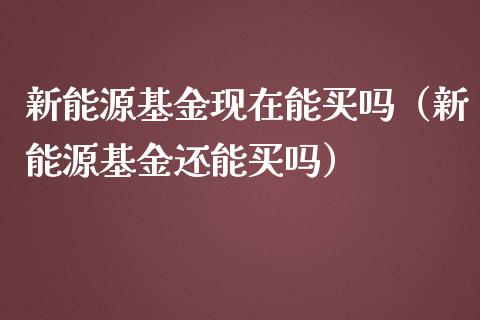 新能源基金现在能买吗（新能源基金还能买吗）_https://www.qdlswl.com_基金_第1张