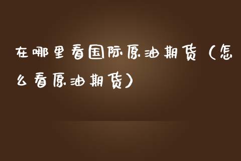 在哪里看国际原油期货（怎么看原油期货）_https://www.qdlswl.com_股指_第1张