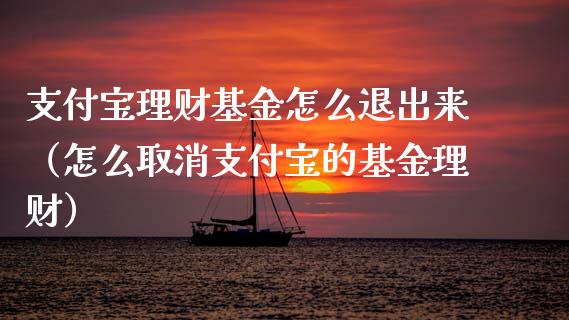 支付宝理财基金怎么退出来（怎么取消支付宝的基金理财）_https://www.qdlswl.com_基金_第1张