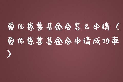 爱佑慈善基金会怎么申请（爱佑慈善基金会申请成功率）_https://www.qdlswl.com_理财_第1张