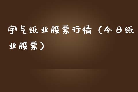 宇气纸业股票行情（今日纸业股票）_https://www.qdlswl.com_内盘_第1张