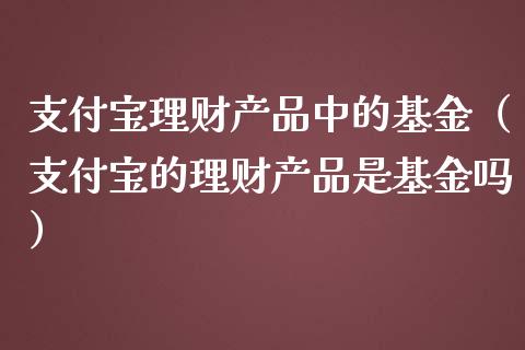 支付宝理财产品中的基金（支付宝的理财产品是基金吗）_https://www.qdlswl.com_理财_第1张