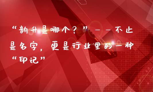 “韵升是哪个？”——不止是名字，更是行业里的一种“印记”_https://www.qdlswl.com_直播_第1张