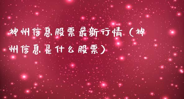 神州信息股票最新行情（神州信息是什么股票）_https://www.qdlswl.com_股票_第1张