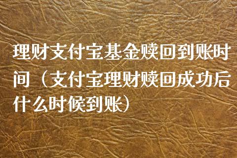 理财支付宝基金赎回到账时间（支付宝理财赎回成功后什么时候到账）_https://www.qdlswl.com_理财_第1张