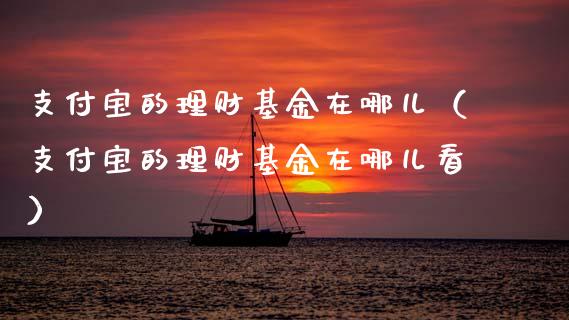 支付宝的理财基金在哪儿（支付宝的理财基金在哪儿看）_https://www.qdlswl.com_理财_第1张