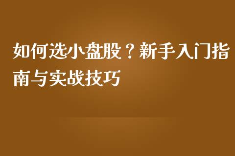 如何选小盘股？新手入门指南与实战技巧_https://www.qdlswl.com_直播_第1张
