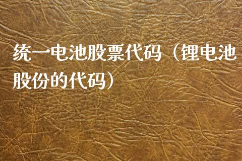 统一电池股票代码（锂电池股份的代码）_https://www.qdlswl.com_内盘_第1张