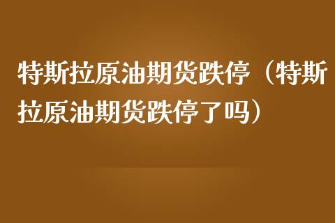 特斯拉原油期货跌停（特斯拉原油期货跌停了吗）_https://www.qdlswl.com_期货_第1张