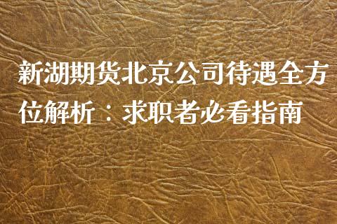 新湖期货北京公司待遇全方位解析：求职者必看指南_https://www.qdlswl.com_期货_第1张