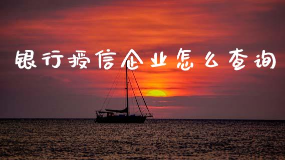银行授信企业怎么查询_https://www.qdlswl.com_期货_第1张
