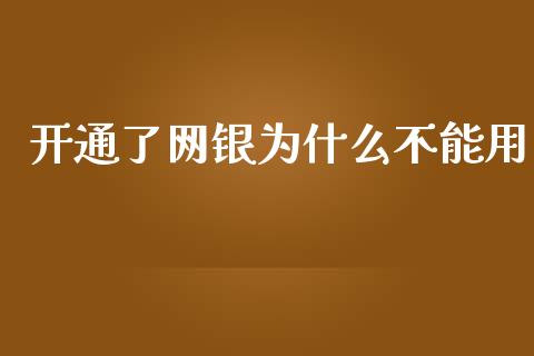 开通了网银为什么不能用_https://www.qdlswl.com_股指_第1张
