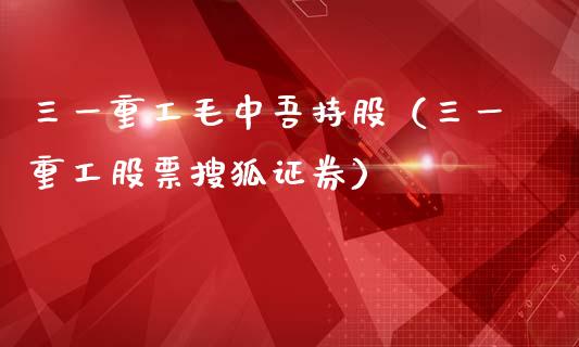 三一重工毛中吾持股（三一重工股票搜狐证券）_https://www.qdlswl.com_外盘_第1张