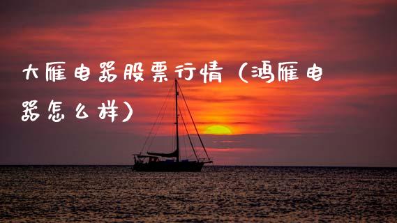 大雁电器股票行情（鸿雁电器怎么样）_https://www.qdlswl.com_外盘_第1张
