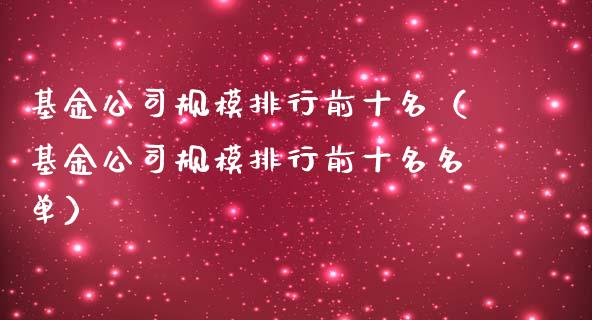 基金公司规模排行前十名（基金公司规模排行前十名名单）_https://www.qdlswl.com_理财_第1张