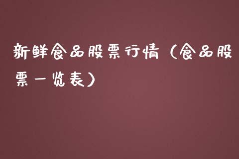 新鲜食品股票行情（食品股票一览表）_https://www.qdlswl.com_股票_第1张