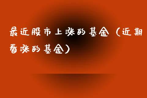 最近股市上涨的基金（近期看涨的基金）_https://www.qdlswl.com_基金_第1张