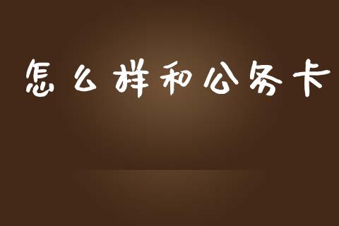 怎么样和公务卡_https://www.qdlswl.com_外盘_第1张