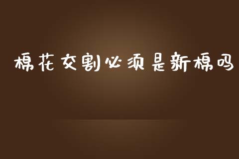 棉花交割必须是新棉吗_https://www.qdlswl.com_期货_第1张