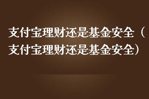 支付宝理财还是基金安全（支付宝理财还是基金安全）_https://www.qdlswl.com_基金_第1张