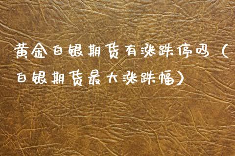 黄金白银期货有涨跌停吗（白银期货最大涨跌幅）_https://www.qdlswl.com_股指_第1张