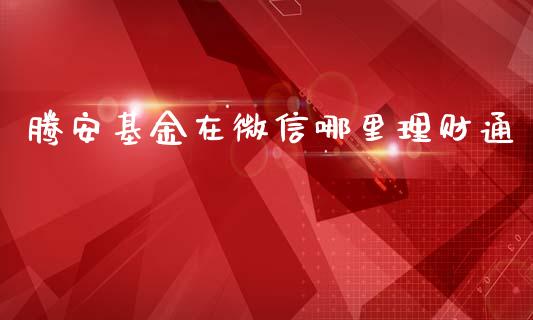 腾安基金在微信哪里理财通_https://www.qdlswl.com_基金_第1张