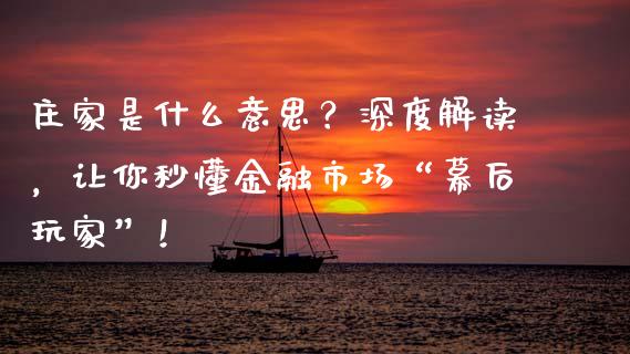 庄家是什么意思？深度解读，让你秒懂金融市场“幕后玩家”！_https://www.qdlswl.com_外盘_第1张