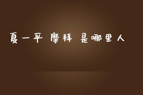 夏一平 摩拜 是哪里人_https://www.qdlswl.com_基金_第1张