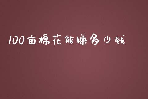 100亩棉花能赚多少钱_https://www.qdlswl.com_股指_第1张