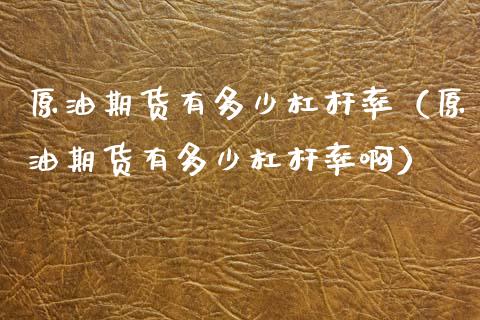 原油期货有多少杠杆率（原油期货有多少杠杆率啊）_https://www.qdlswl.com_期货_第1张
